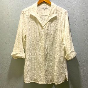 FOXCROPT NYC WHITE FRONT BUTTONS DOWN 3/4 Sleeves (14)